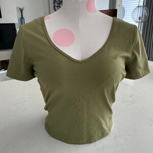 Lululemon Align SS Crop Nulu T Shirt Top Athletic Activewear Bronze Green Sz 8
